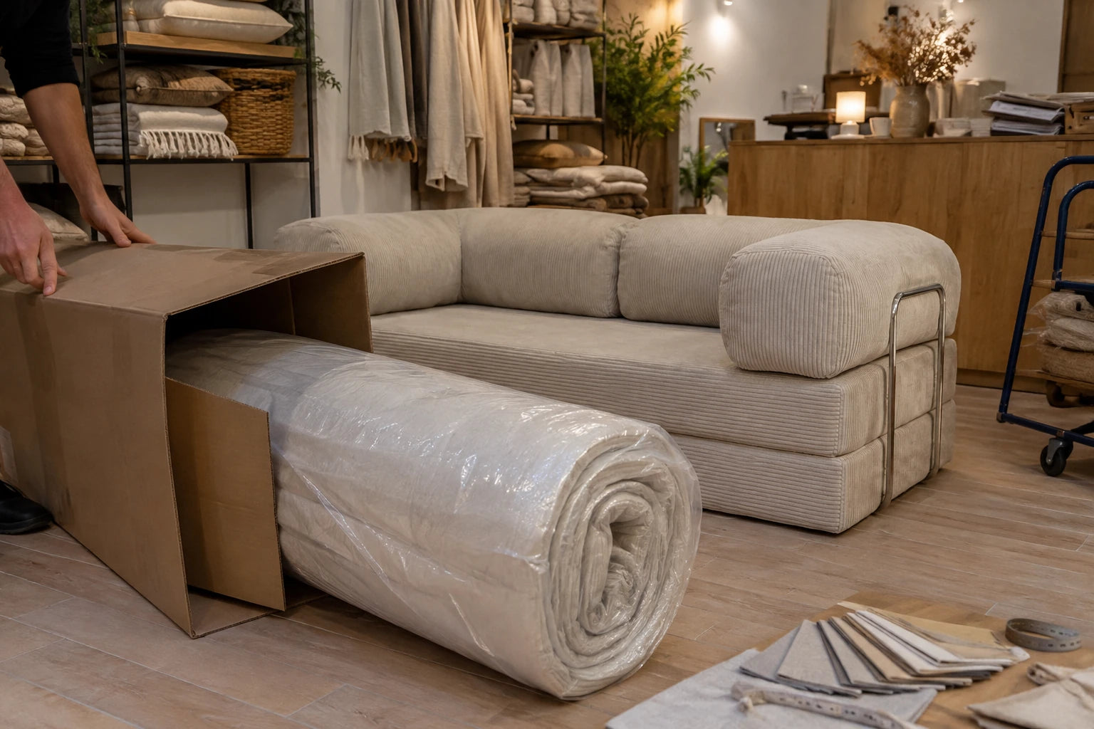 Photo : showroom ou boutique de décoration avec un canapé Comfeo