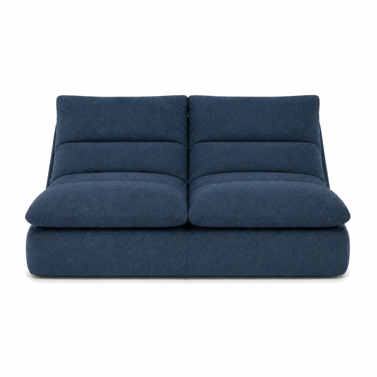 #Bleu Canapé Gummy Classic bleu, vue de face, assise moelleuse et dossier incliné