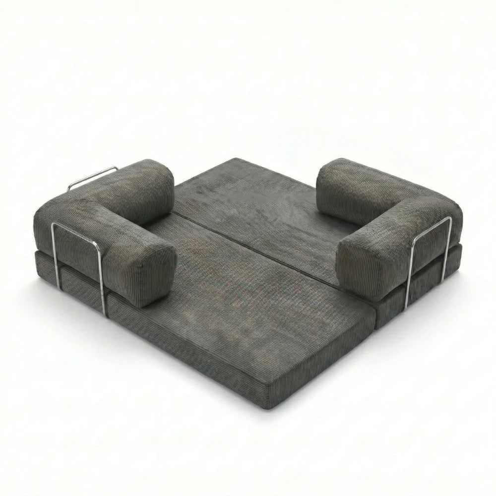 #Grisfoncé Canapé lit Nubo gris foncé déplié en lit 2 places de 203 × 100 cm, sans matelas d'appoint
