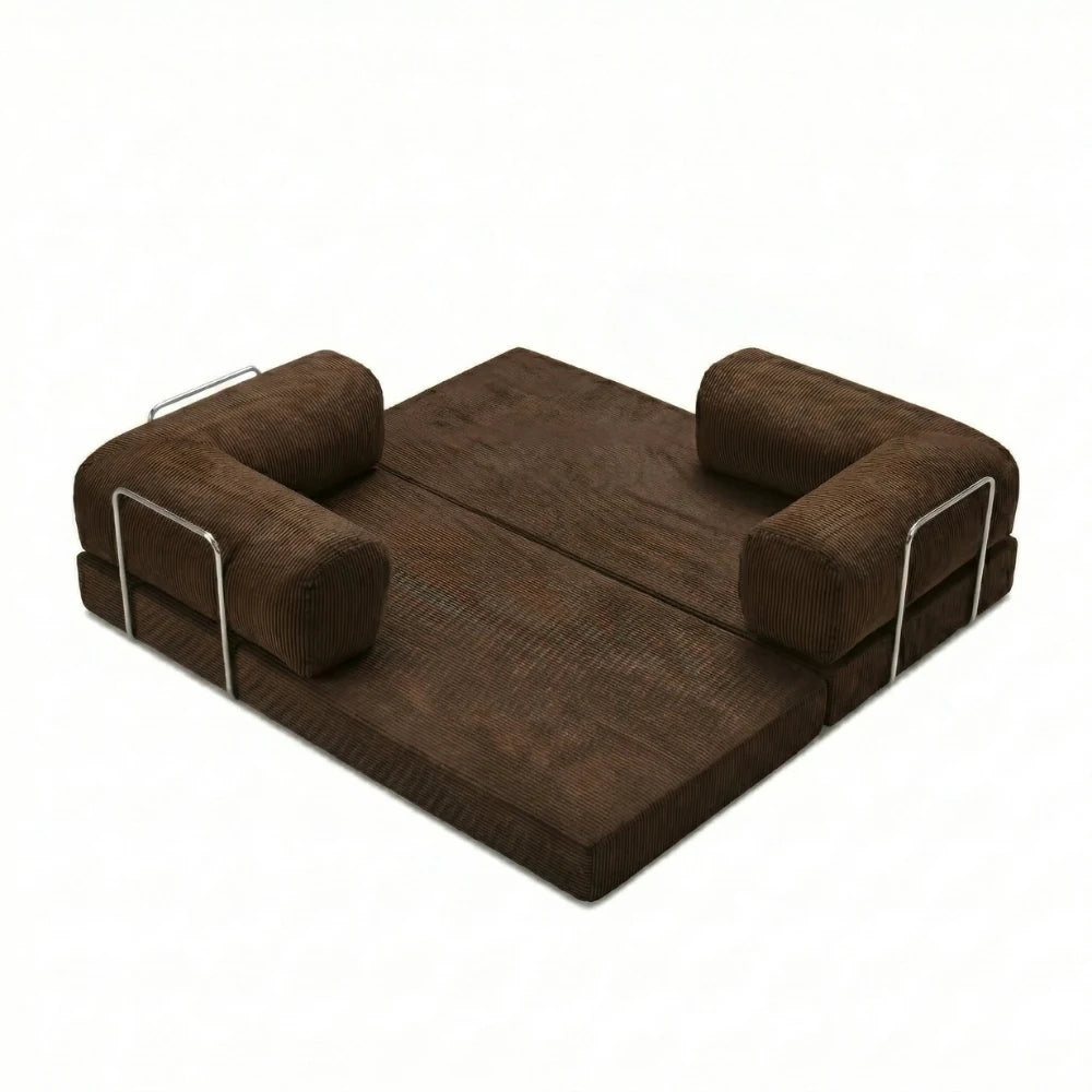 #Marron Canapé lit Nubo marron déplié en lit 2 places de 203 × 100 cm, sans matelas d'appoint