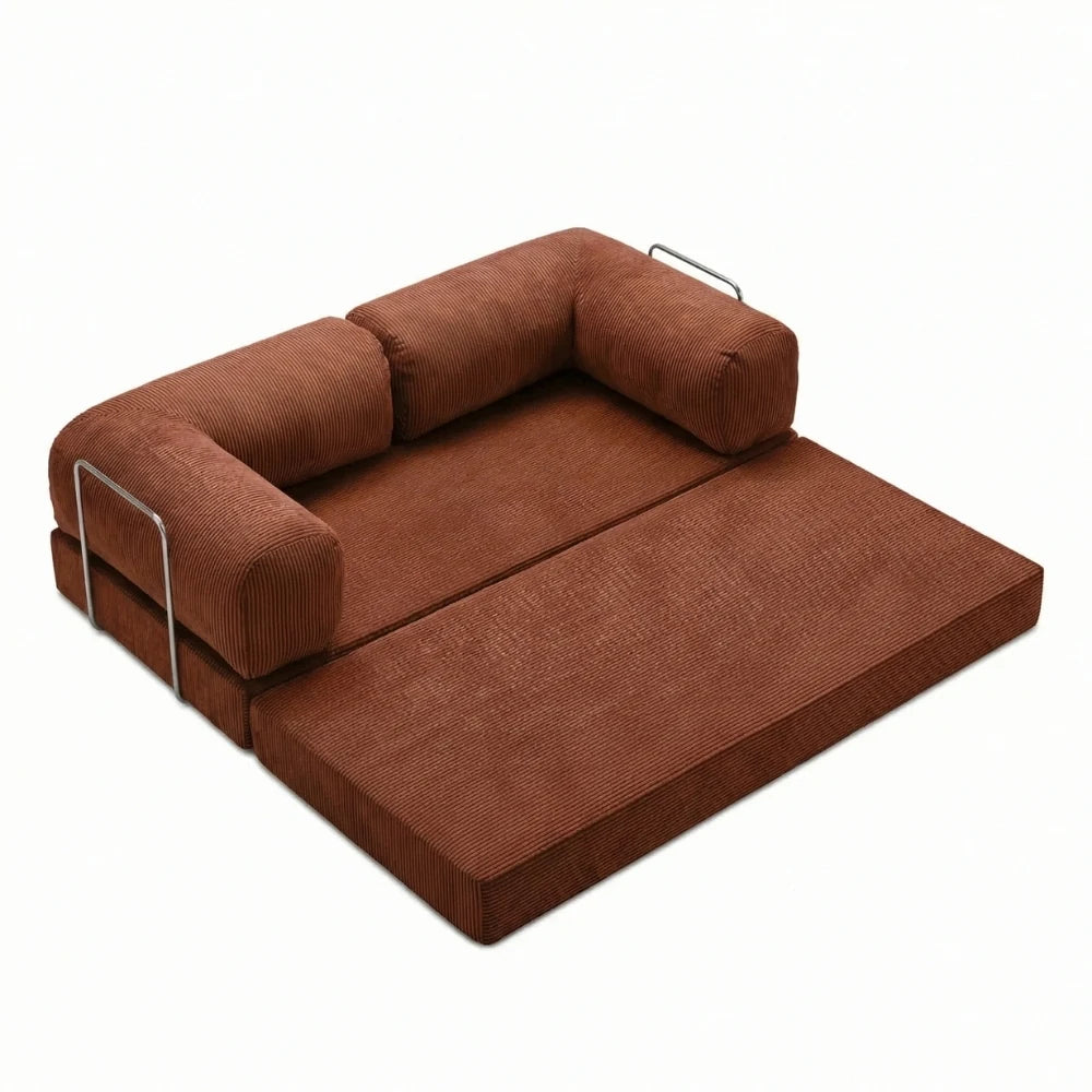 #Rouille Canapé lit Nubo rouille déplié en lit 2 places de 203 × 100 cm, sans matelas d'appoint