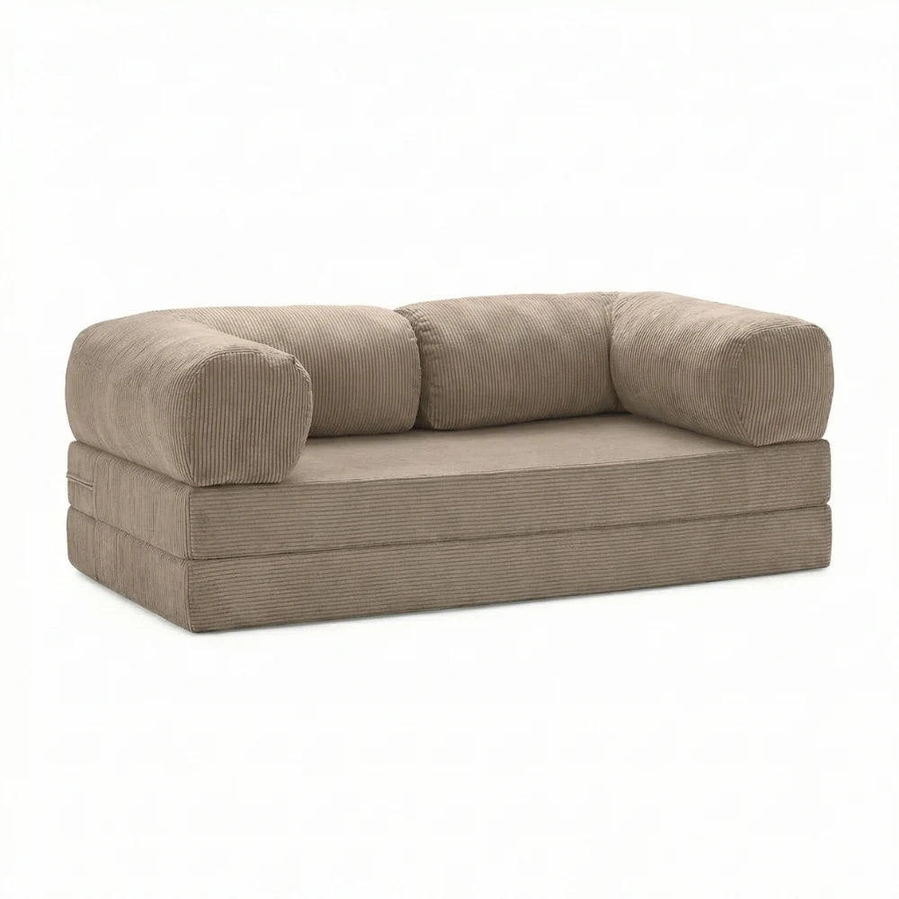 #Sable Canapé lit Nubo sable en velours côtelé, position canapé 2 places, 203 × 100 × 72 cm