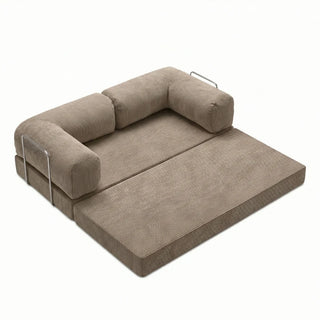 #Sable Canapé lit Nubo sable déplié en lit 2 places de 203 × 100 cm, sans matelas d'appoint