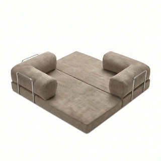 #Sable Canapé lit Nubo sable en position méridienne, dossier repositionnable sans outil