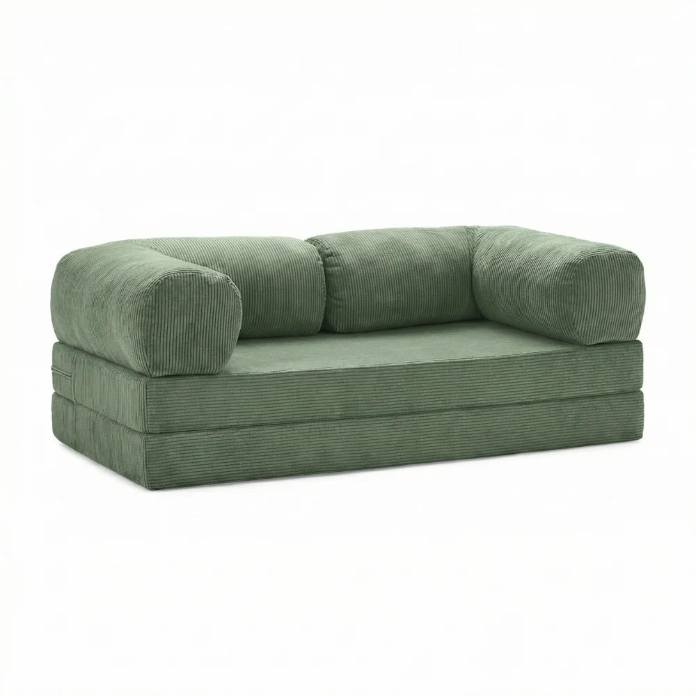 #Sauge Canapé lit Nubo sauge en velours côtelé, position canapé 2 places, 203 × 100 × 72 cm