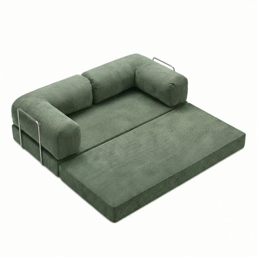 #Sauge Canapé lit Nubo sauge déplié en lit 2 places de 203 × 100 cm, sans matelas d'appoint