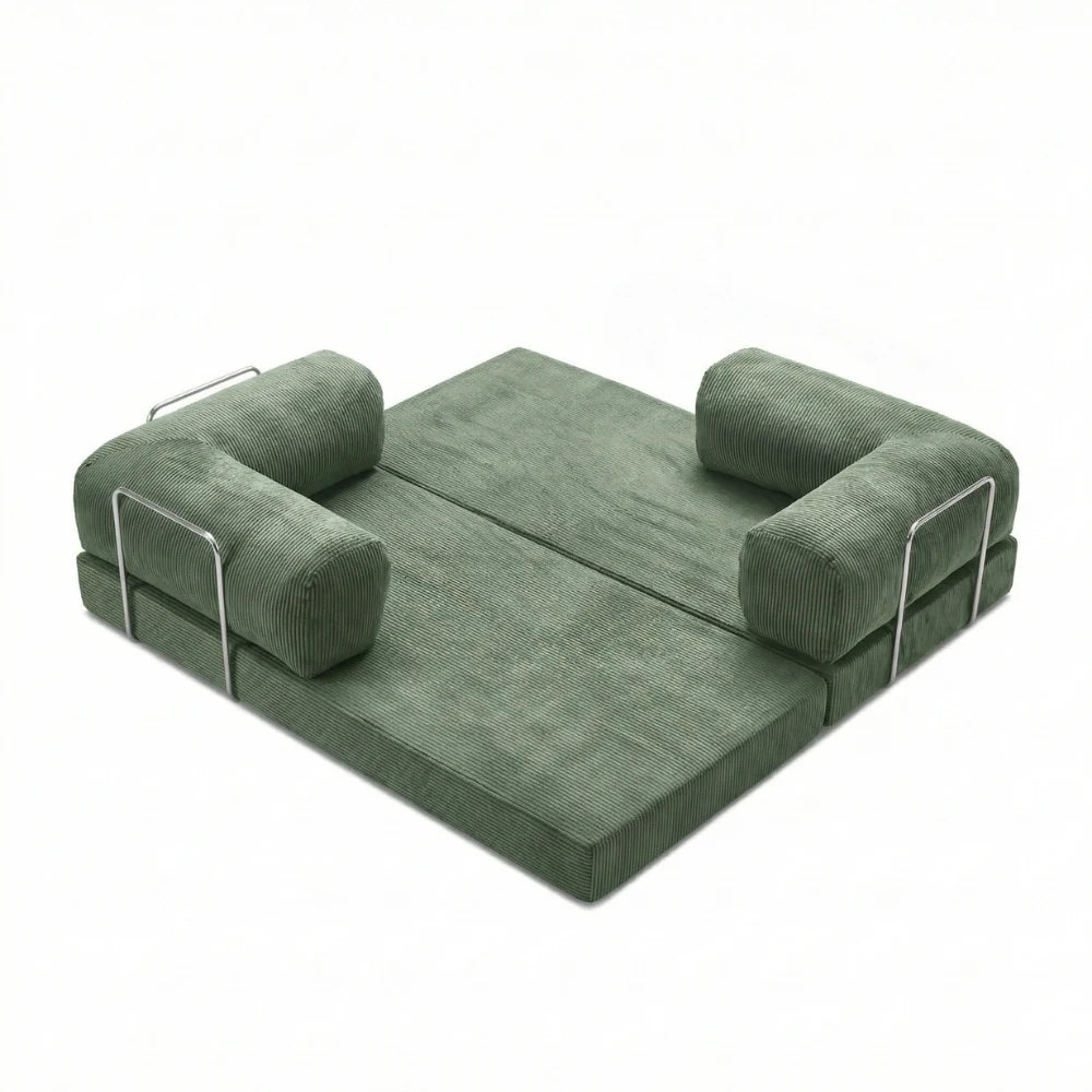 #Sauge Canapé lit Nubo sauge en position méridienne, dossier repositionnable sans outil