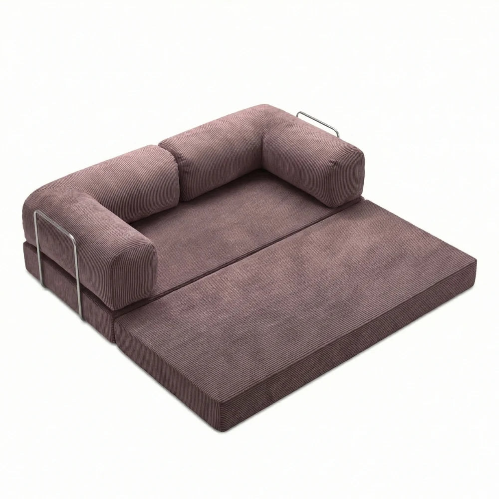 #Violet Canapé lit Nubo violet déplié en lit 2 places de 203 × 100 cm, sans matelas d'appoint