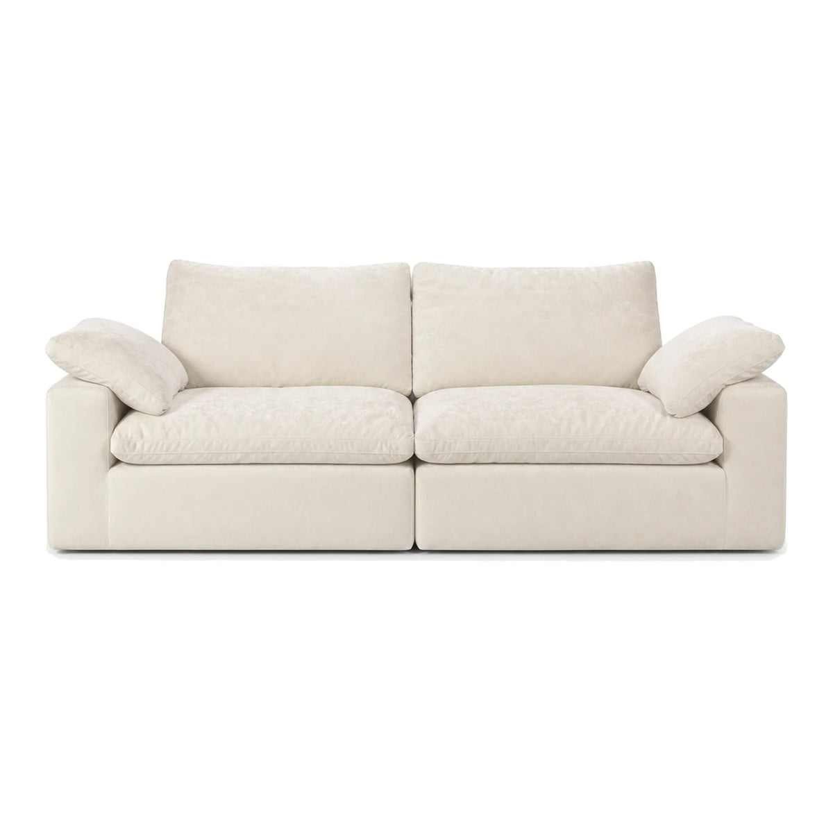 #BlancCrème Canapé nuage Cirrus 2 places blanc crème, vue de face, assise profonde et garnissage moelleux
