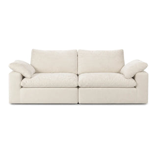 #BlancCrème Canapé nuage Cirrus 2 places blanc crème, vue de face, assise profonde et garnissage moelleux