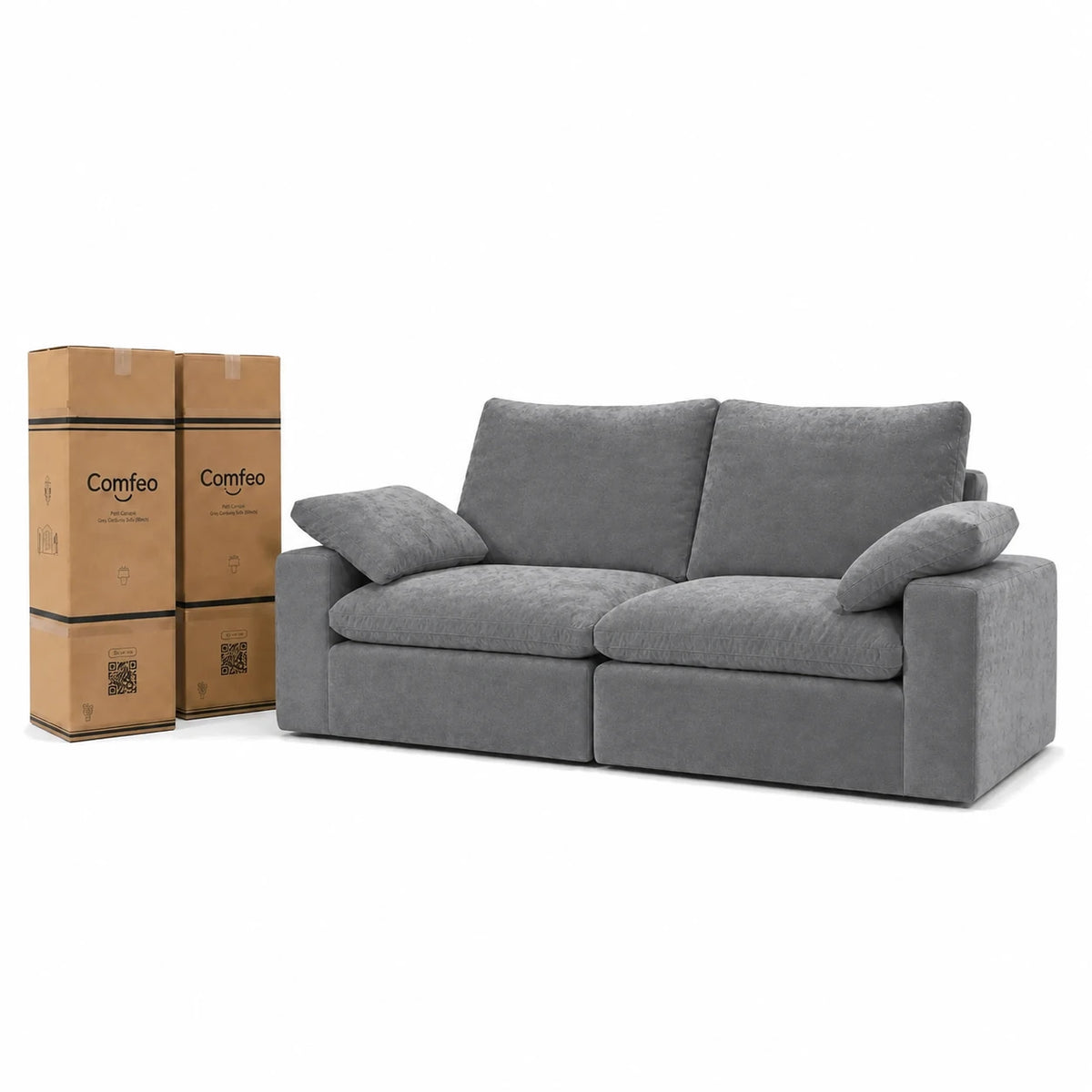 #Gris Canapé nuage Cirrus 2 places gris, livré compressé dans 2 cartons de 35 x 35 x 110 cm