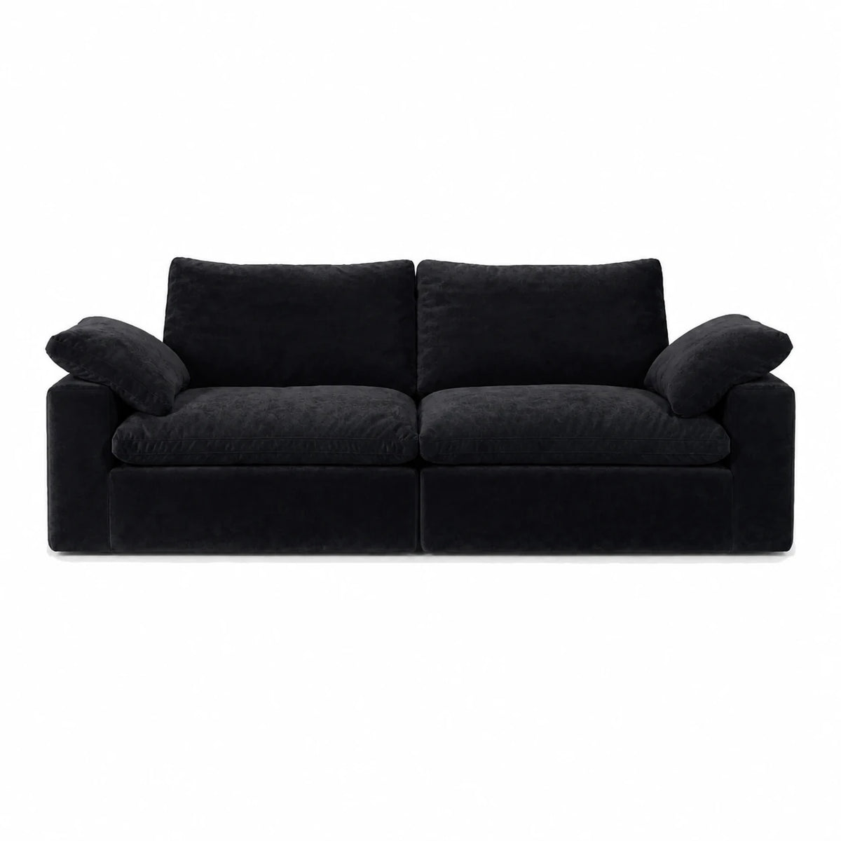 #Noir Canapé nuage Cirrus 2 places noir, vue de face, assise profonde et garnissage moelleux