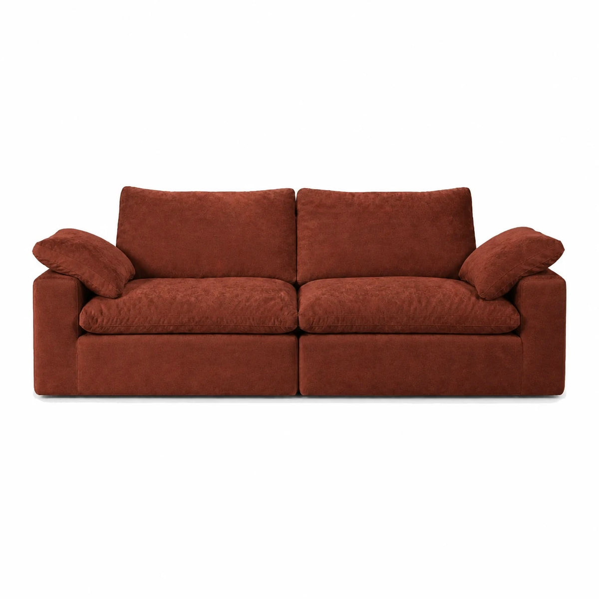 #OrangeTerracotta Canapé nuage Cirrus 2 places orange terracotta, vue de face, assise profonde et garnissage moelleux