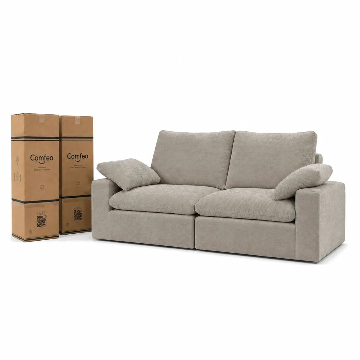 #Sable Canapé nuage Cirrus 2 places sable, livré compressé dans 2 cartons de 35 x 35 x 110 cm