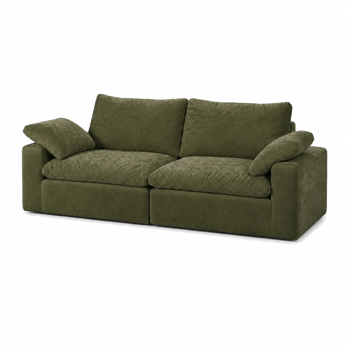 #VertKaki Canapé nuage Cirrus 2 places vert kaki, vue de trois quarts droite