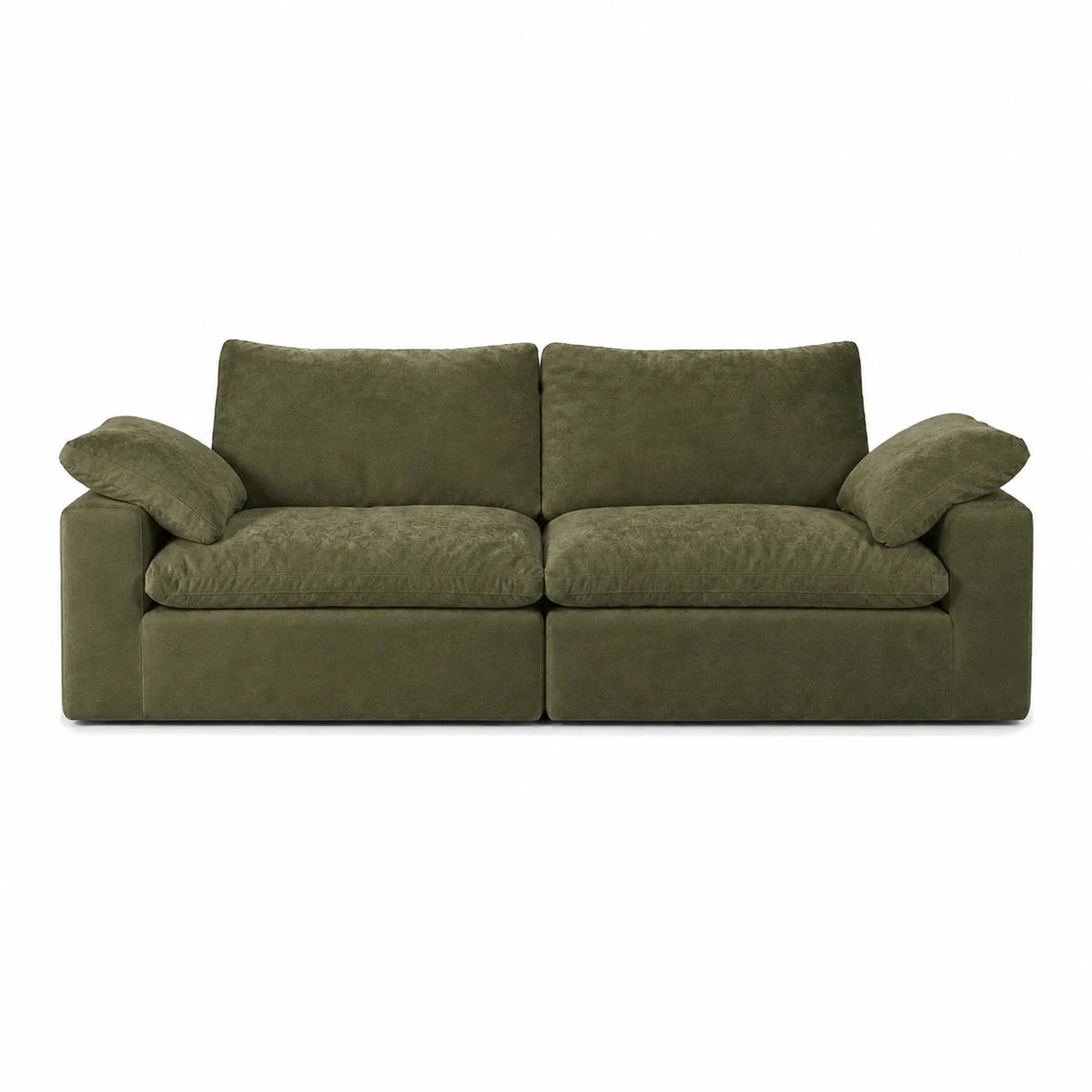 #VertKaki Canapé nuage Cirrus 2 places vert kaki, vue de face, assise profonde et garnissage moelleux