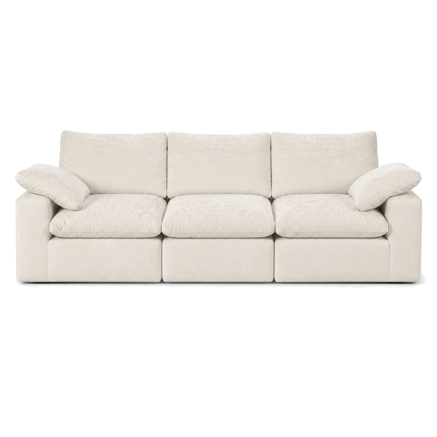 #BlancCrème Canapé nuage Nimbus 3 places blanc crème, vue de face, assise profonde et garnissage moelleux