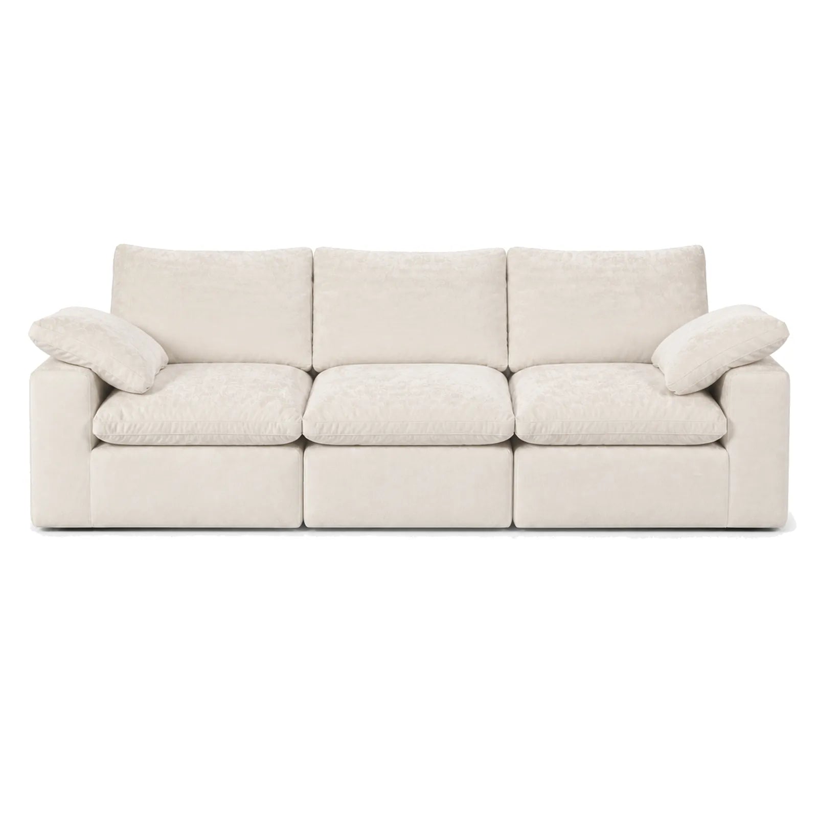#BlancCrème Canapé nuage Nimbus 3 places blanc crème, vue de face, assise profonde et garnissage moelleux