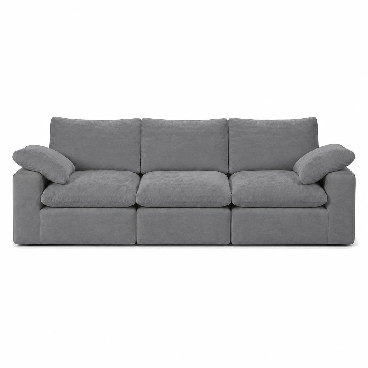 #Gris Canapé nuage Nimbus 3 places gris, vue de face, assise profonde et garnissage moelleux