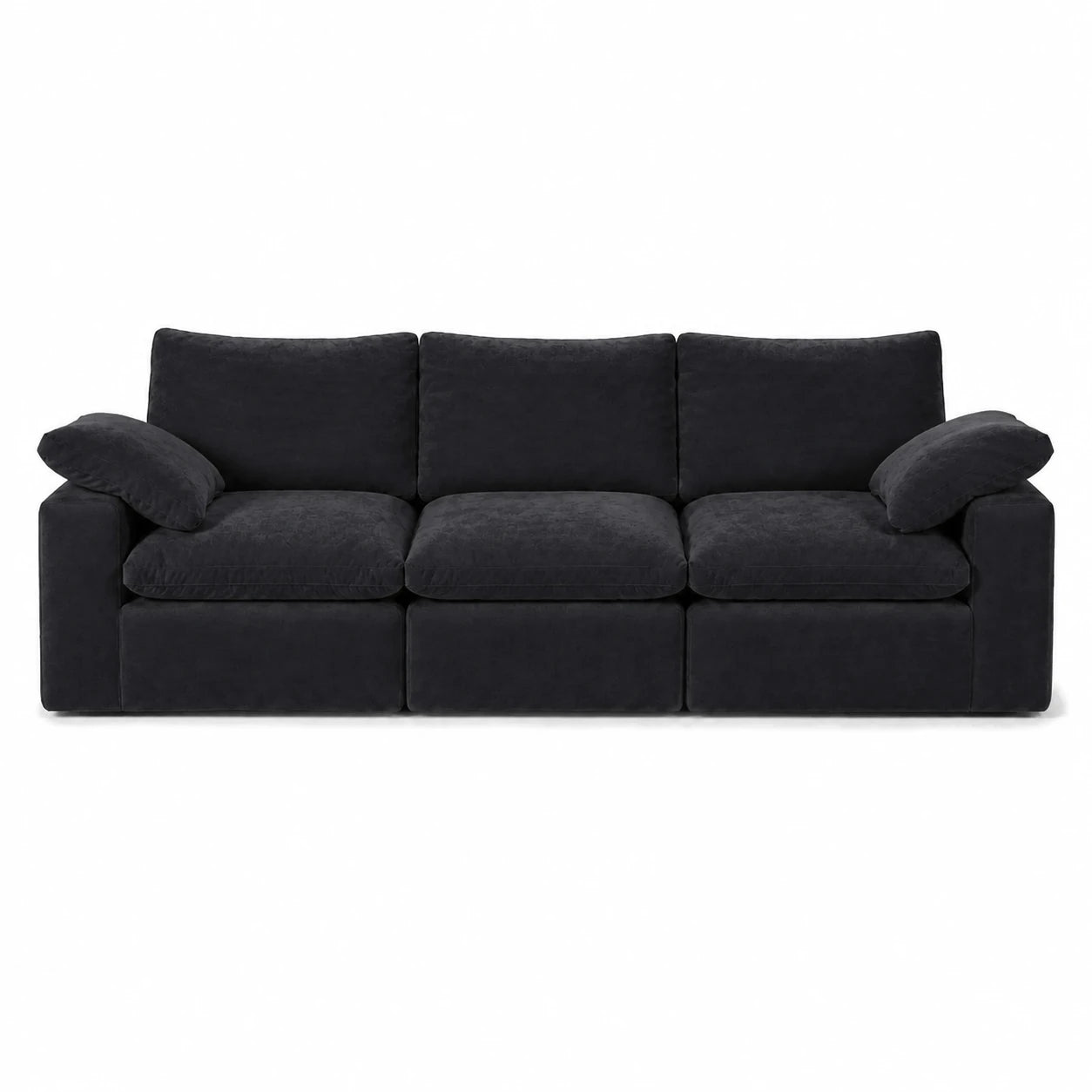#Noir Canapé nuage Nimbus 3 places noir, vue de face, assise profonde et garnissage moelleux