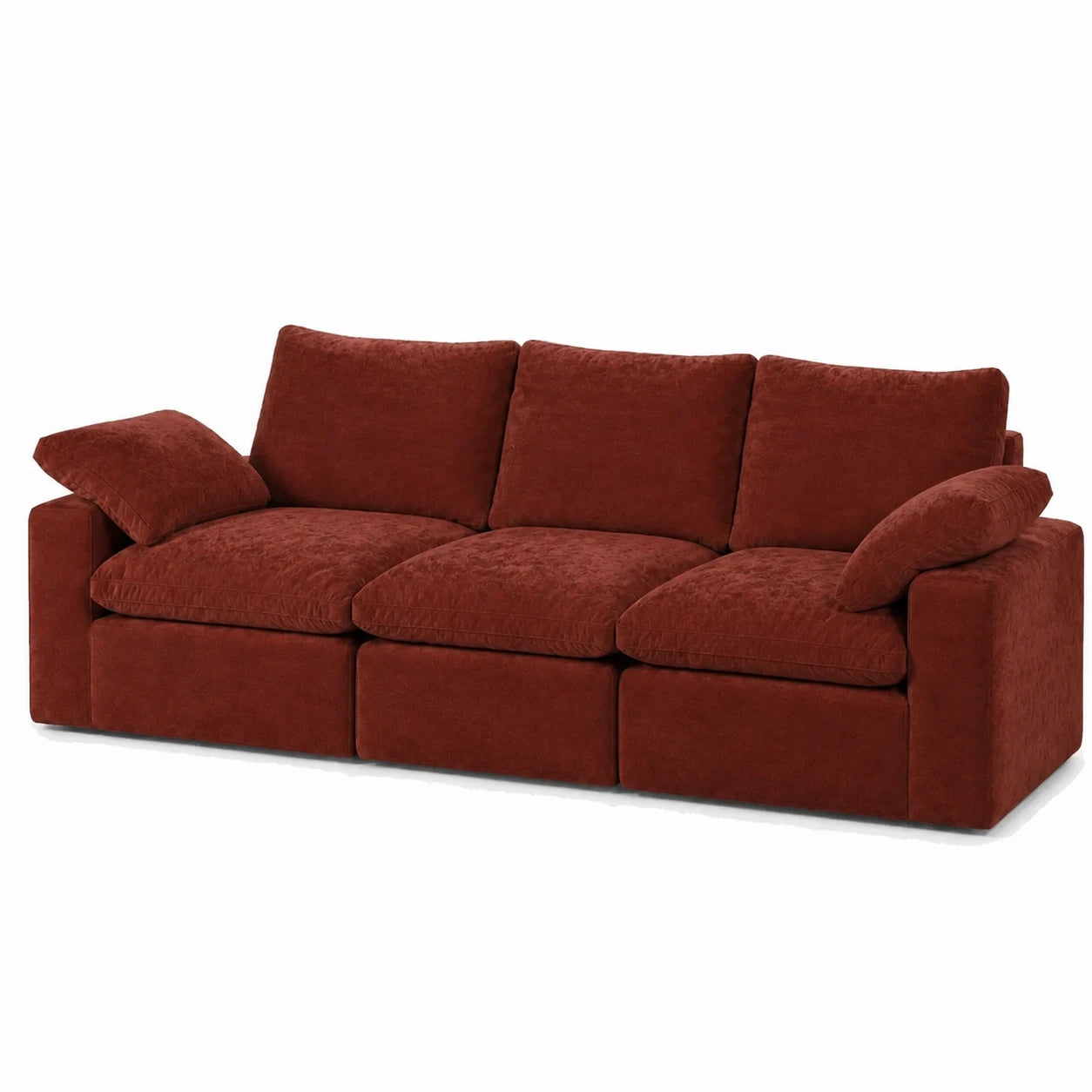 #OrangeTerracotta Canapé nuage Nimbus 3 places orange terracotta, vue de trois quarts droite