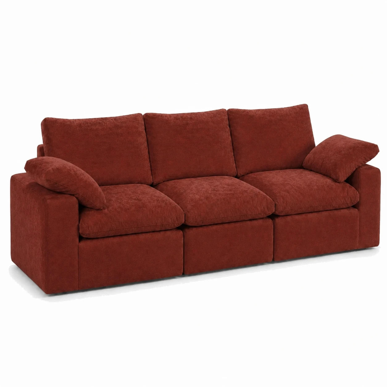 #OrangeTerracotta Canapé nuage Nimbus 3 places orange terracotta, vue de trois quarts gauche