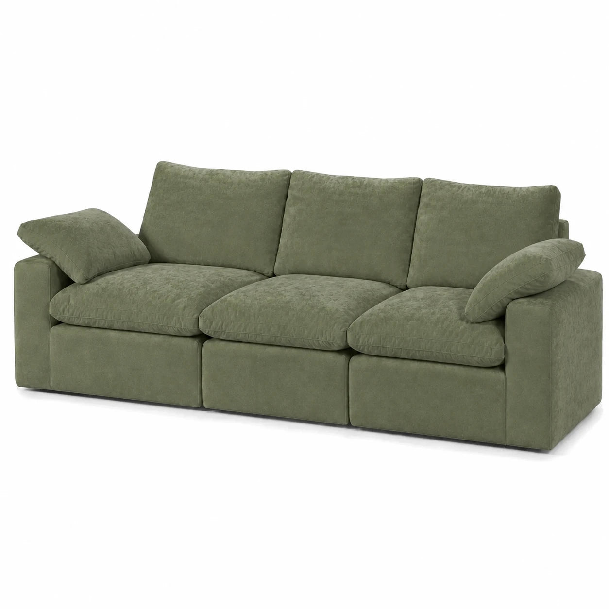 #VertKaki Canapé nuage Nimbus 3 places vert kaki, vue de trois quarts droite