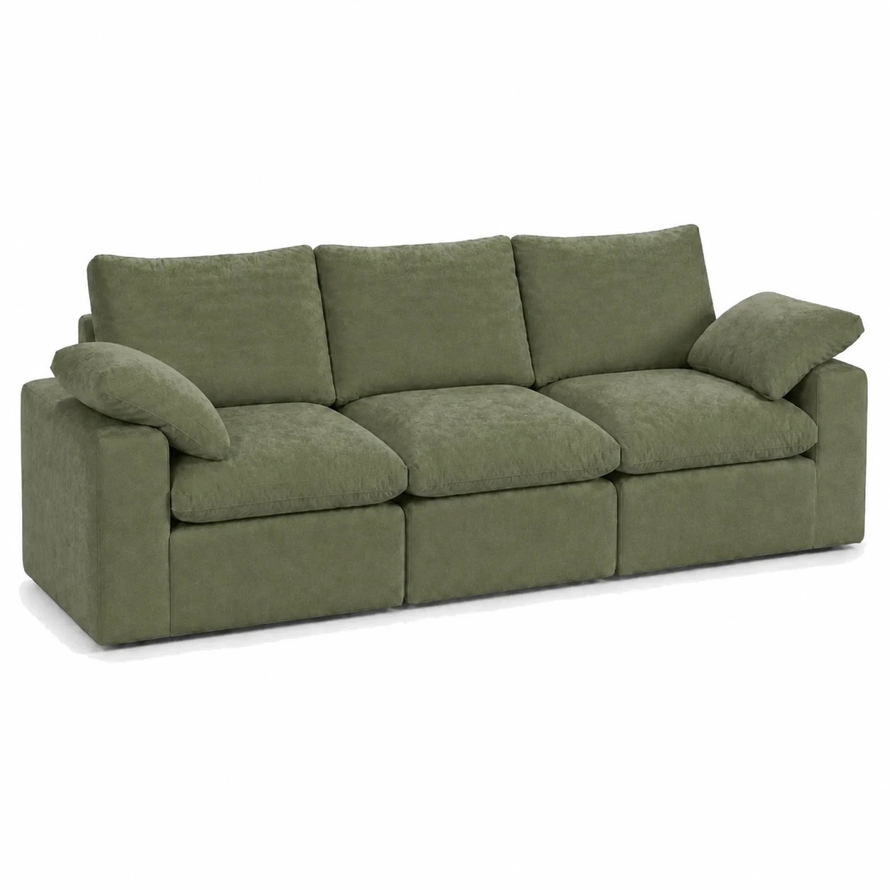 #VertKaki Canapé nuage Nimbus 3 places vert kaki, vue de trois quarts gauche