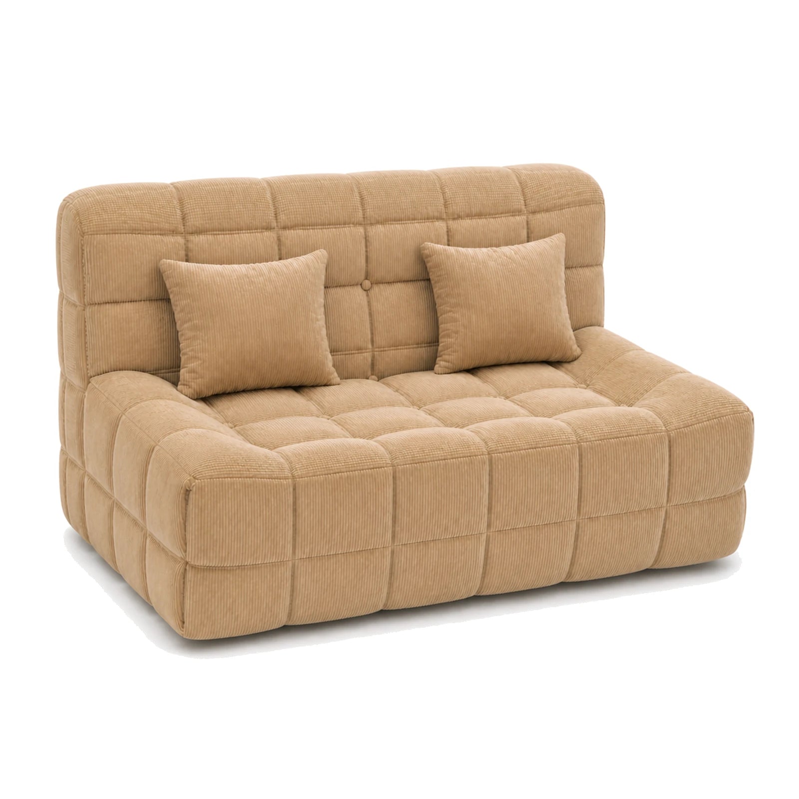 #MarronSable Canapé Waffle Classic matelassé 2 places marron sable, vue de trois quarts gauche