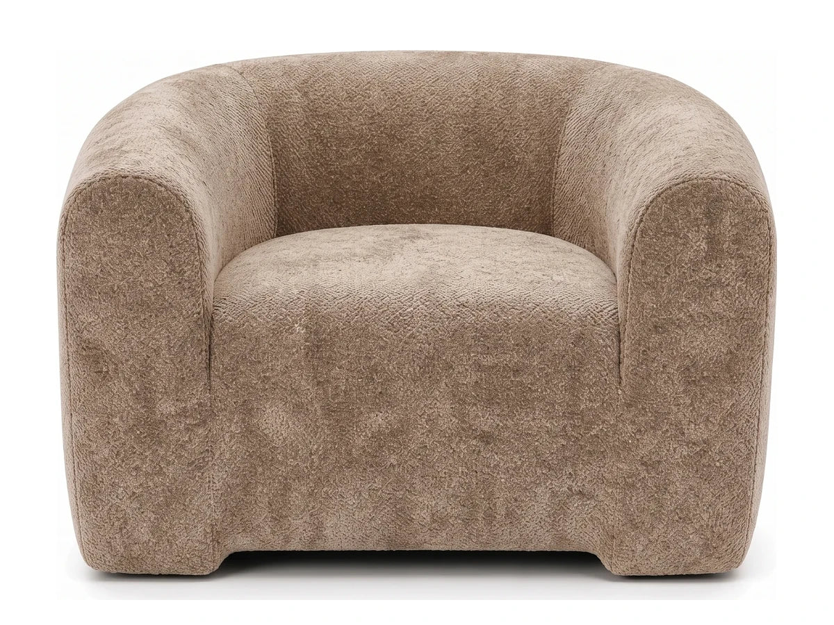 Fauteuil Cocoun beige sable en tissu bouclé, vue de face