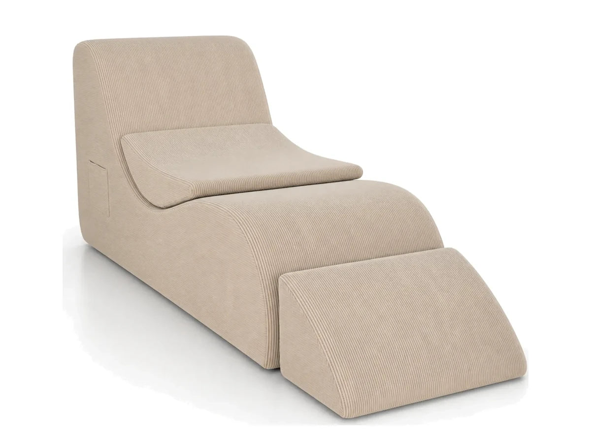 Méridienne Wave Lounger beige avec son repose-pieds