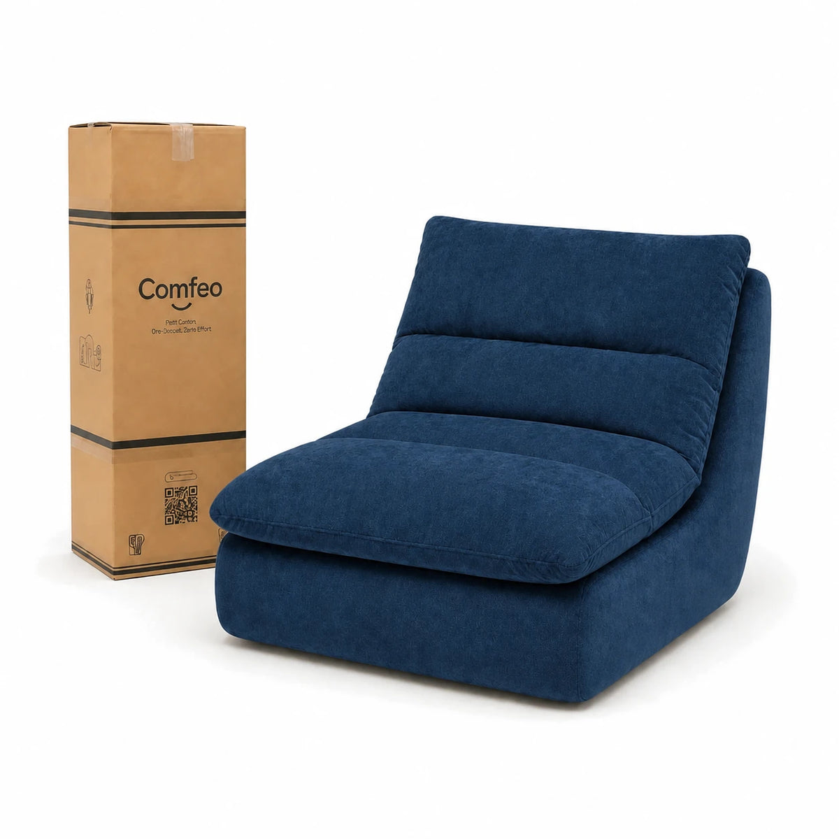 #Bleu Chauffeuse Gummy Mini bleu, livré compressé dans un seul carton de 30 x 30 x 93 cm