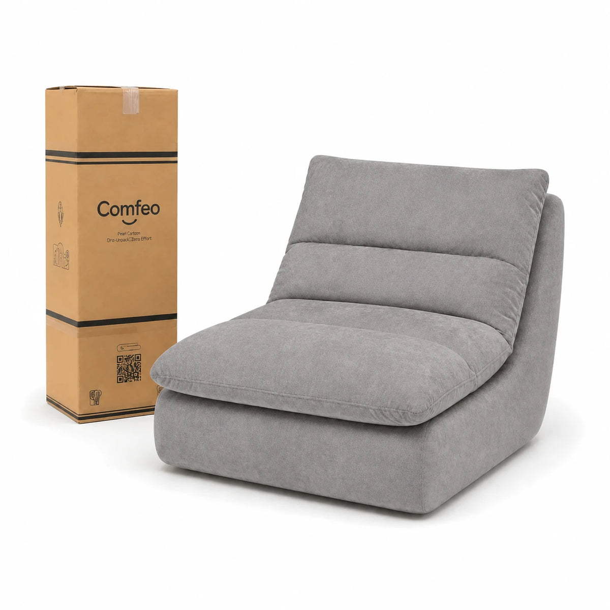 #Gris Chauffeuse Gummy Mini gris, livré compressé dans un seul carton de 30 x 30 x 93 cm
