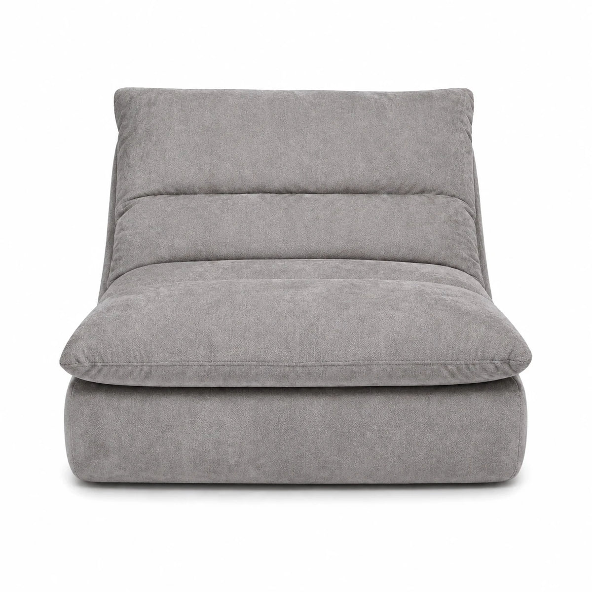 #Gris Chauffeuse Gummy Mini gris, vue de face, assise moelleuse et dossier incliné
