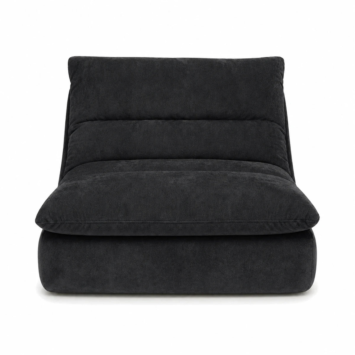 #Noir Chauffeuse Gummy Mini noir, vue de face, assise moelleuse et dossier incliné