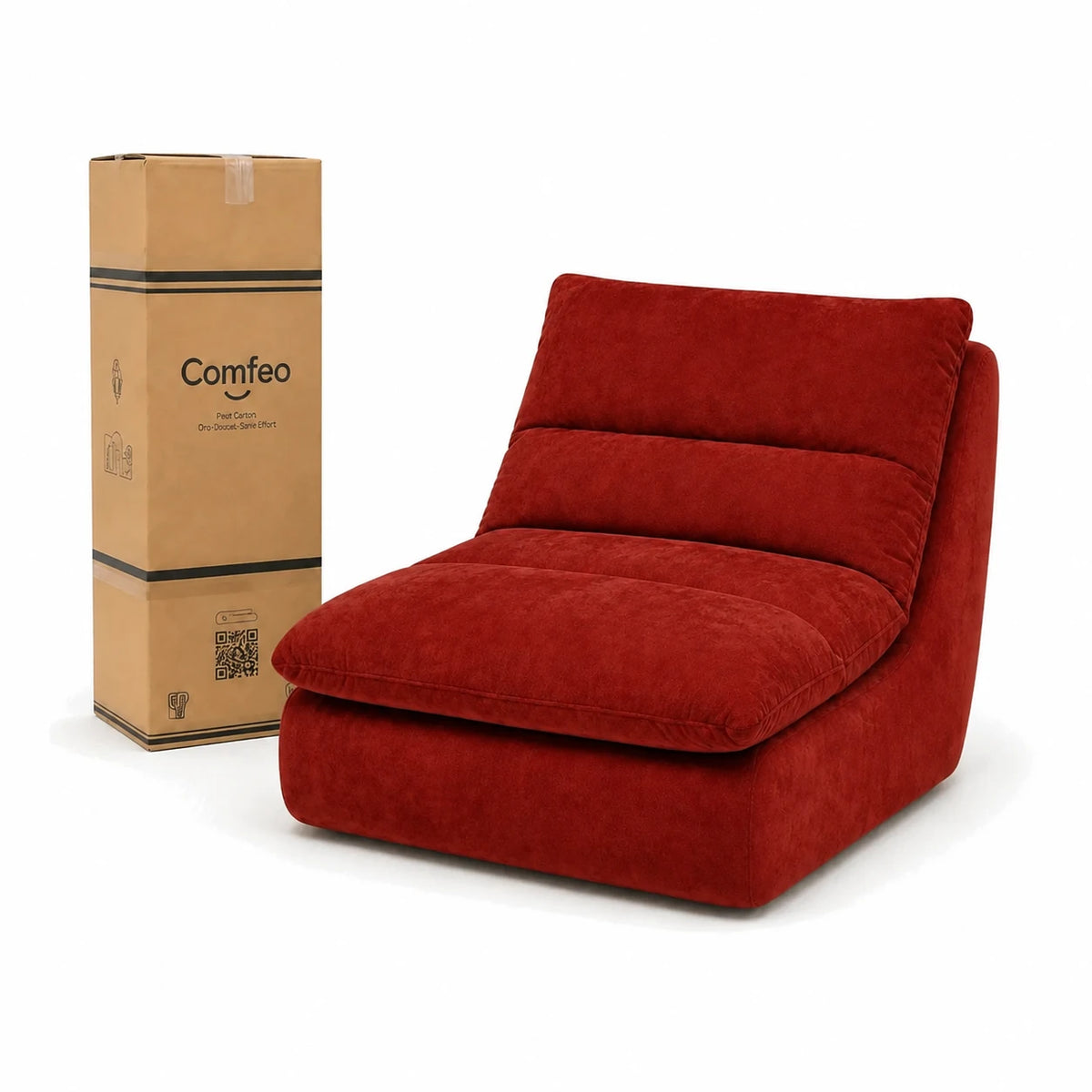 #Rouge Chauffeuse Gummy Mini rouge, livré compressé dans un seul carton de 30 x 30 x 93 cm