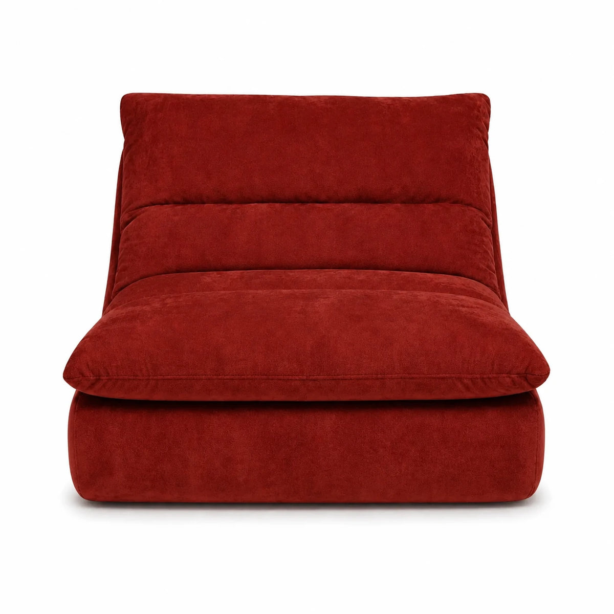 #Rouge Chauffeuse Gummy Mini rouge, vue de face, assise moelleuse et dossier incliné