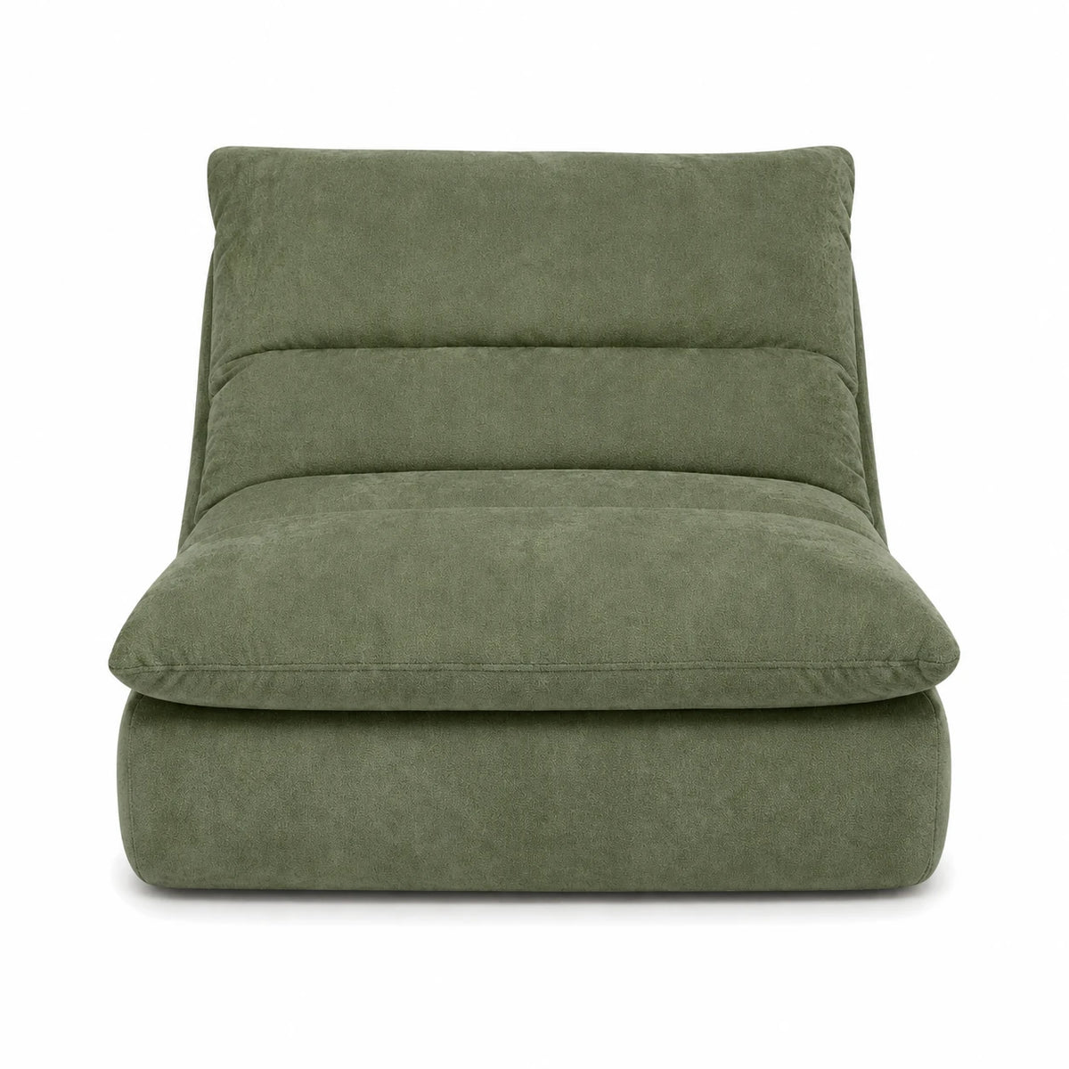 #VertSauge Chauffeuse Gummy Mini vert sauge, vue de face, assise moelleuse et dossier incliné