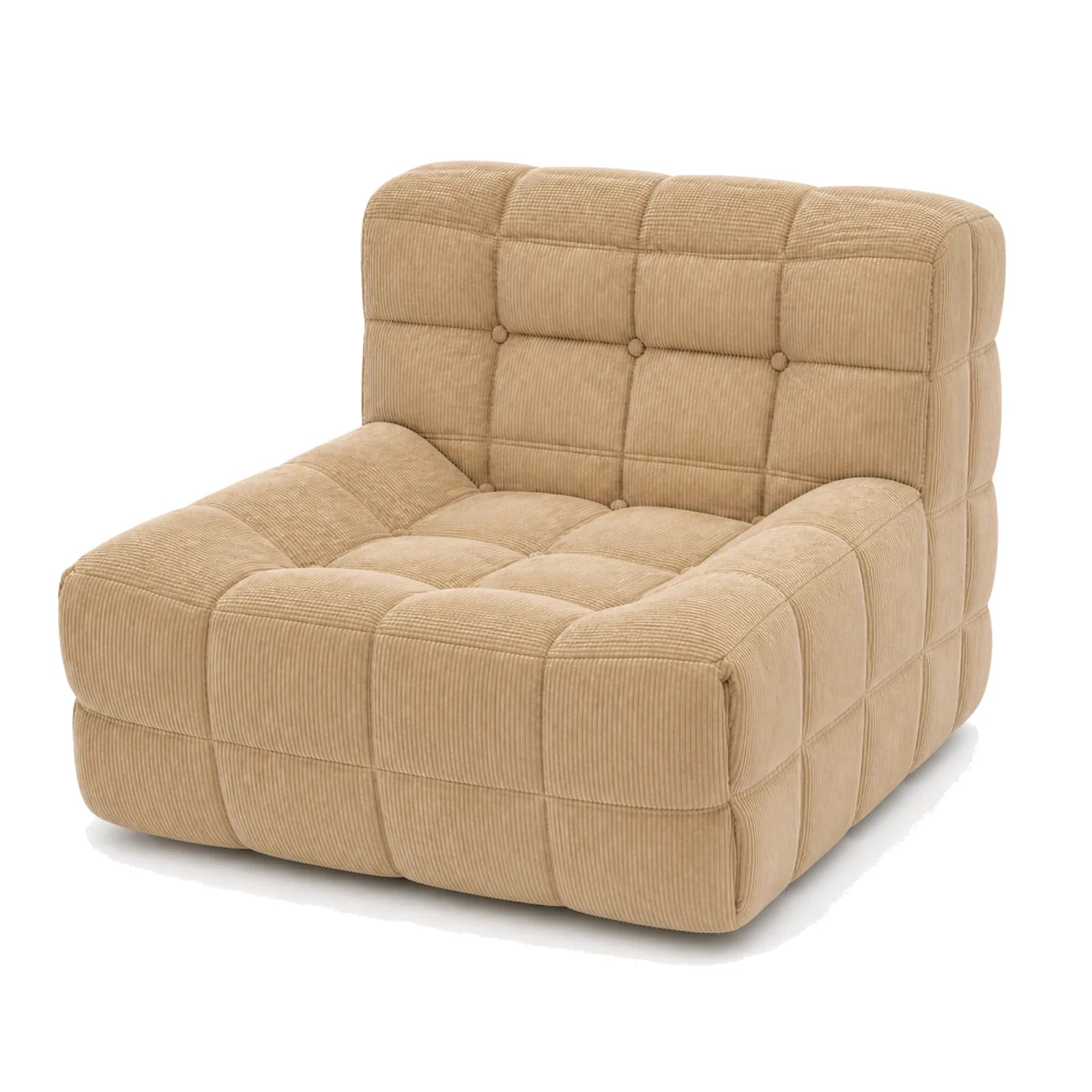 #MarronSable Chauffeuse Waffle Mini matelassée 1 place marron sable, vue de trois quarts droite