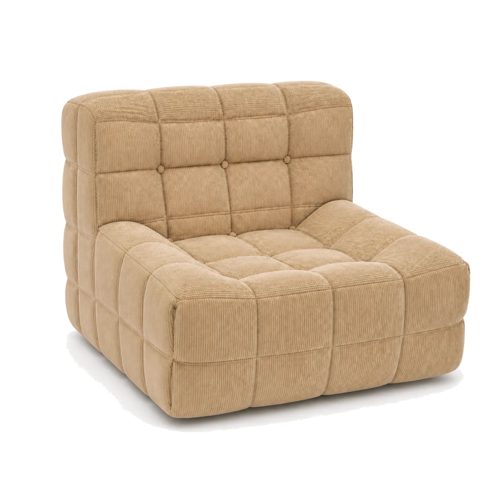 #MarronSable Chauffeuse Waffle Mini matelassée 1 place marron sable, vue de trois quarts gauche