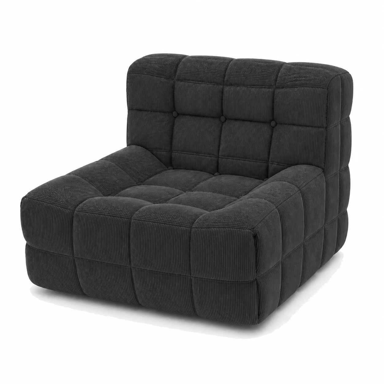 #Noir Chauffeuse Waffle Mini matelassée 1 place noir, vue de trois quarts droite