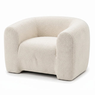#BlancCrème Fauteuil Cocoun blanc crème, vue de trois quarts droite, silhouette enveloppante