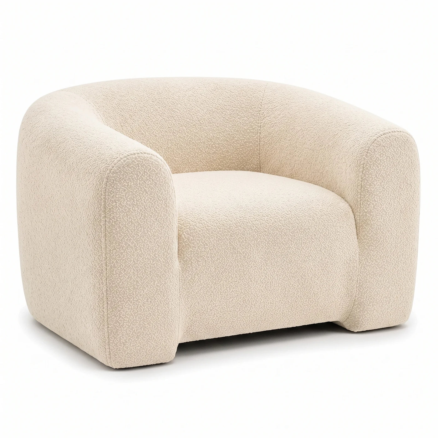#BlancCrème Fauteuil Cocoun blanc crème, vue de trois quarts gauche