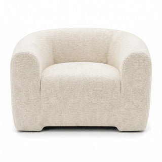 #BlancCrème Fauteuil Cocoun blanc crème, vue de face, dossier arrondi et accoudoirs larges