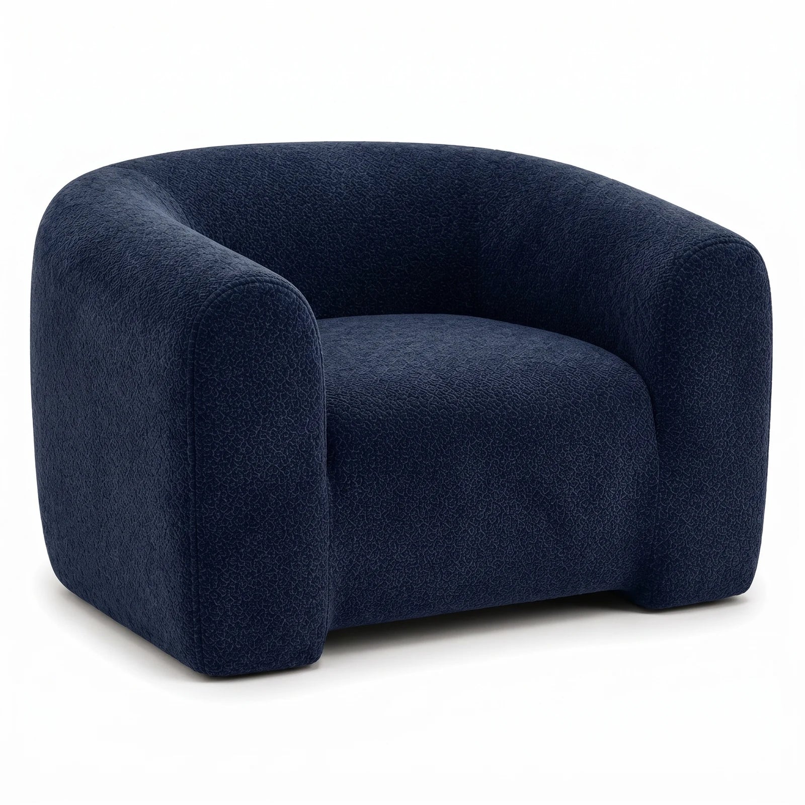 #BleuMarine Fauteuil Cocoun bleu marine, vue de trois quarts gauche