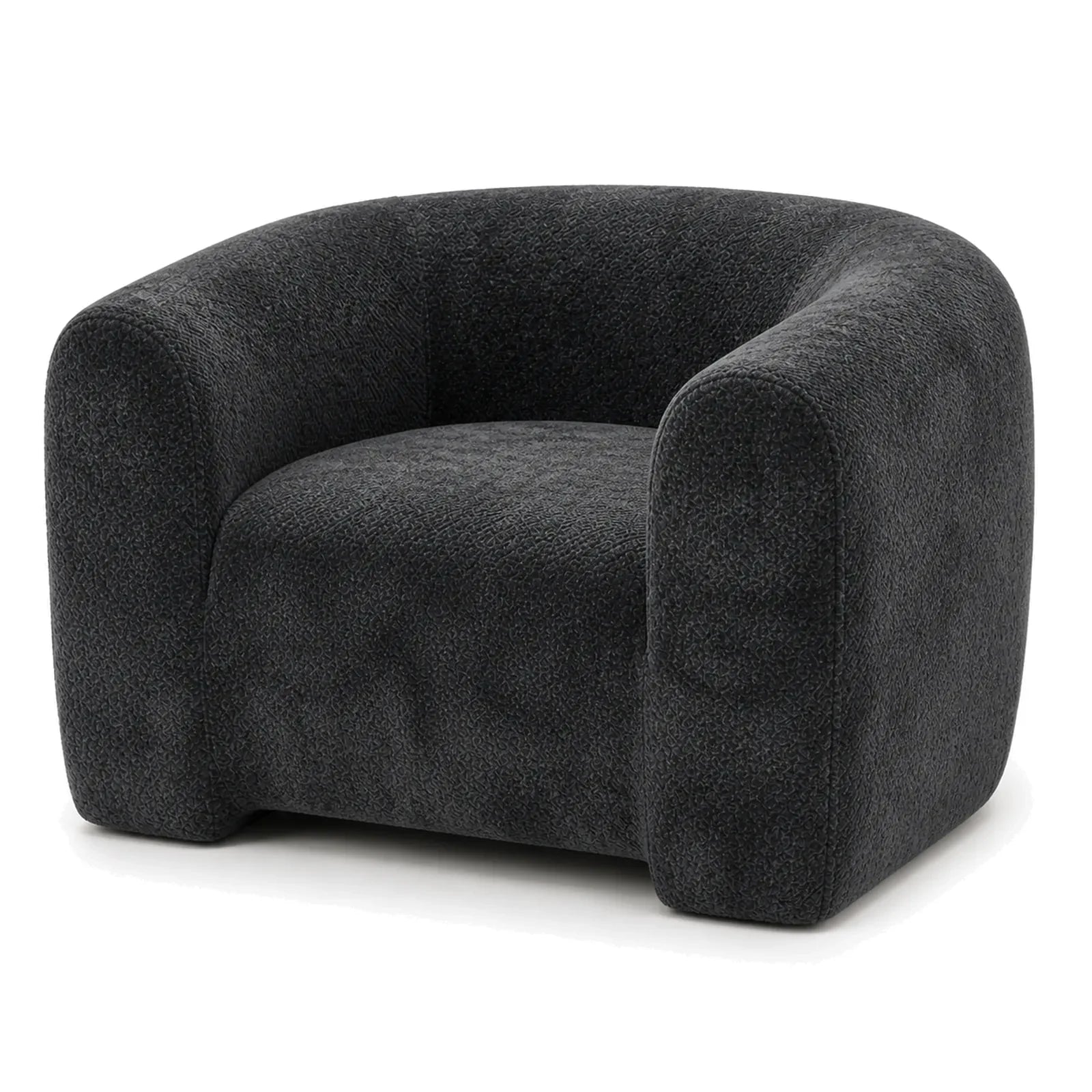 #Noir Fauteuil Cocoun noir, vue de trois quarts droite, silhouette enveloppante