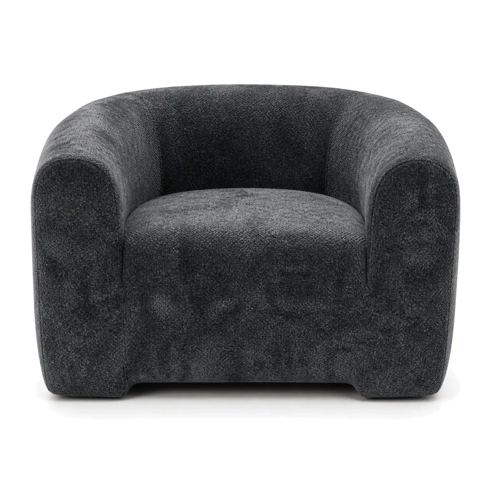 #Noir Fauteuil Cocoun noir, vue de face, dossier arrondi et accoudoirs larges