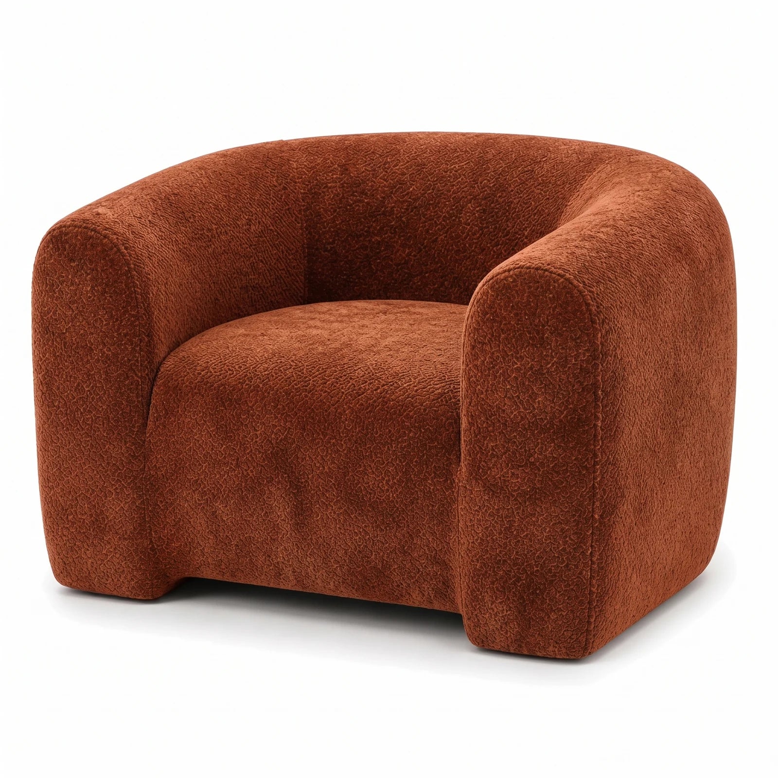 #OrangeTerracotta Fauteuil Cocoun orange terracotta, vue de trois quarts droite, silhouette enveloppante
