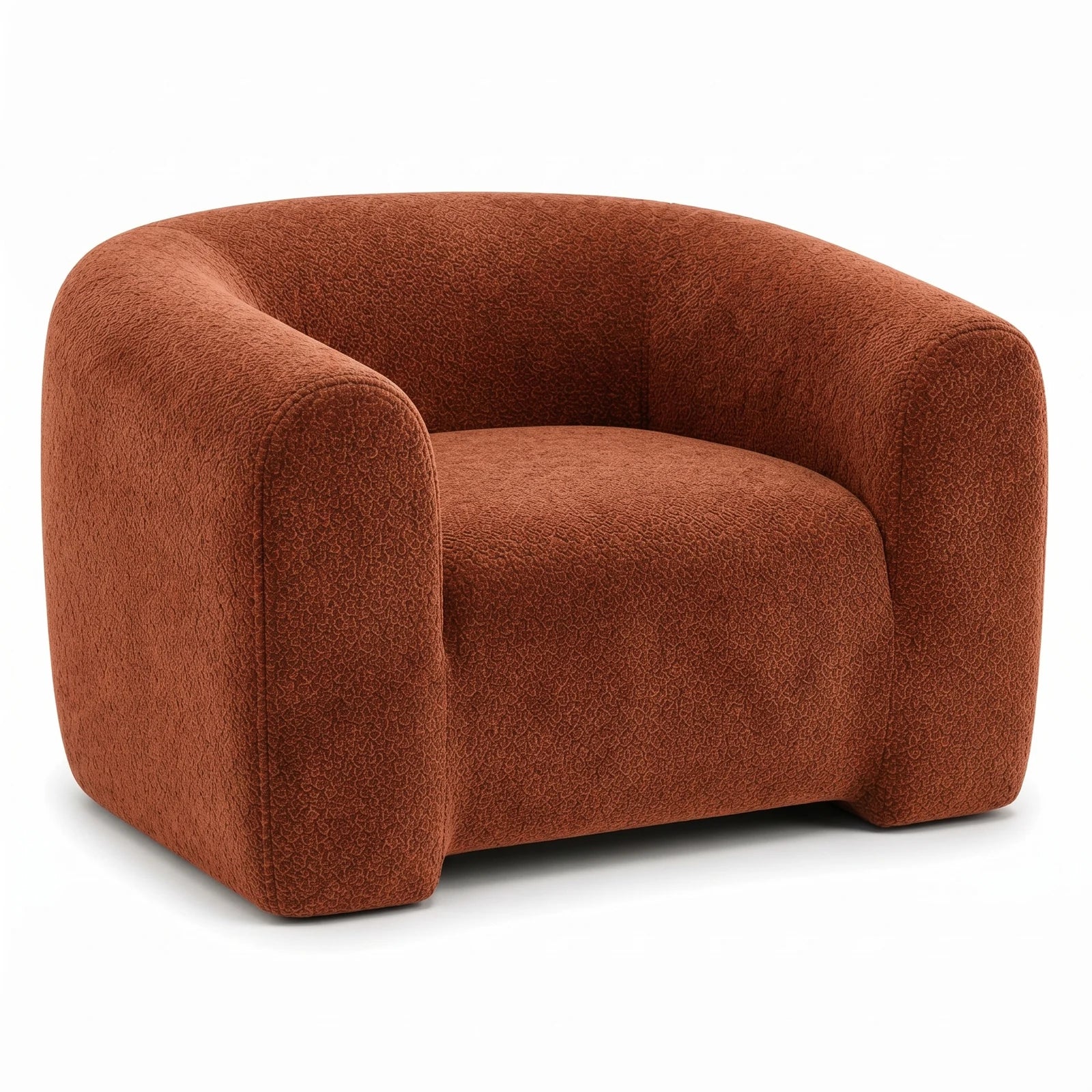 #OrangeTerracotta Fauteuil Cocoun orange terracotta, vue de trois quarts gauche