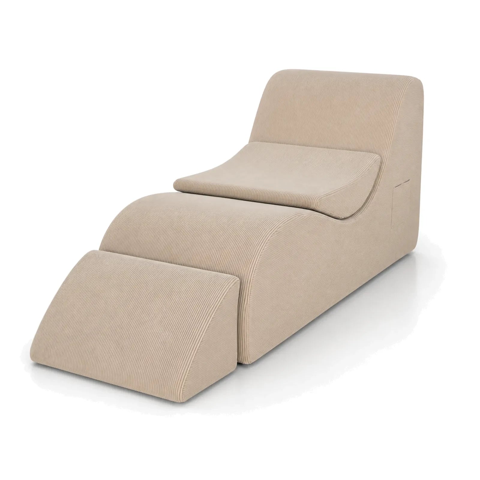 #Beige Méridienne Wave Lounger beige, vue de trois quarts gauche, profil continu
